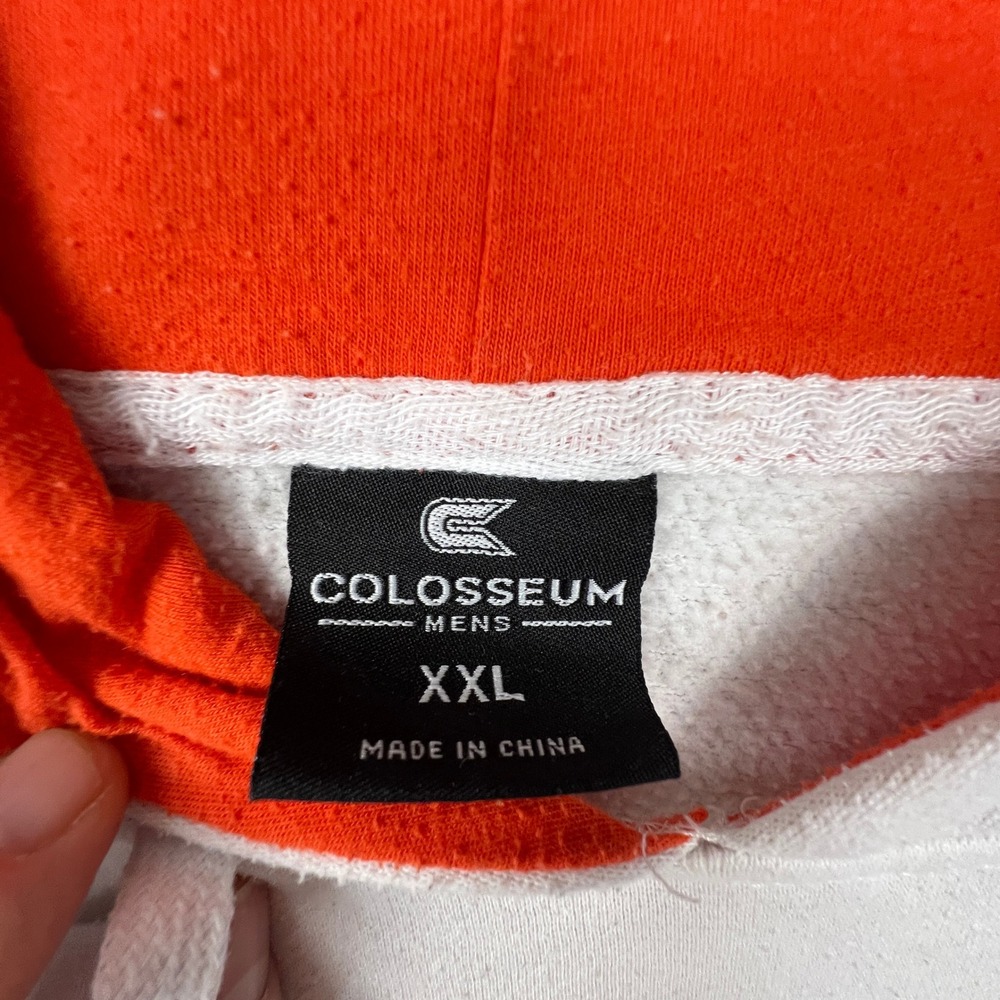 Colosseum Clemson Tigers Hoodie Mens XXL White Orange Spellout Paw Pullover NCAA - Picture 2 of 13